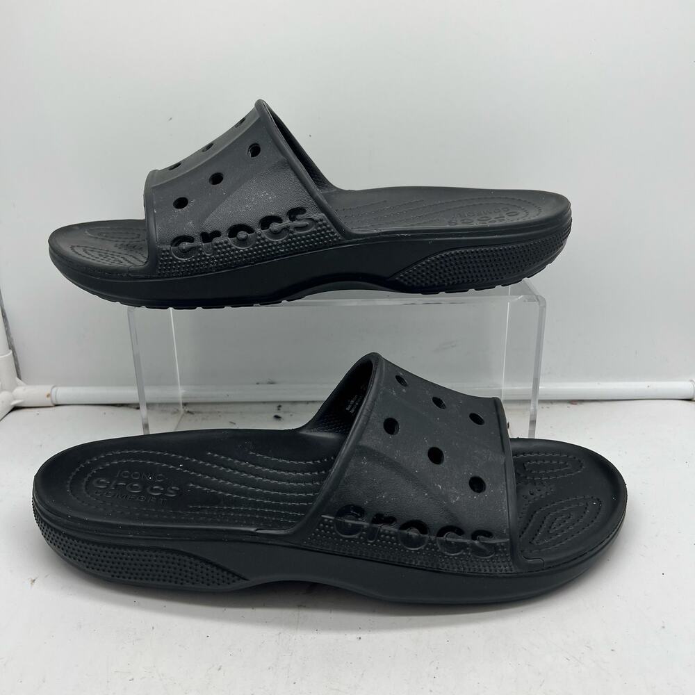 Crocs Slide Sandals Mens 11 Classic Black Slip On Waterproof Shoes